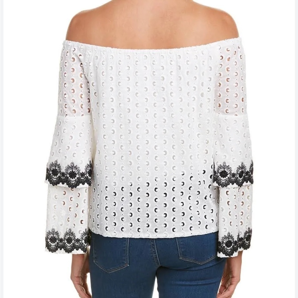 Bailey44 White Eyelet Off Shoulder Phlox Bell Sleeve Blouse - Picture 2 of 7